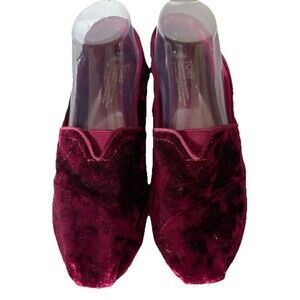 TOMS Alpargata Cloud Women 8.5 Berry Burgundy Crushed Velvet Flats SHOE NO TAG